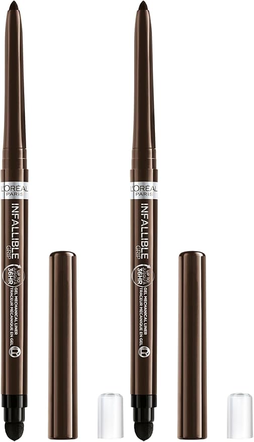 L'Oreal Paris Infallible Grip Mechanical Gel Eyeliner Pencil,Smudge-Resistant,Waterproof Eye Makeup with Up to 36HR Wear,Brown Denim,0.01 Oz,(Pack of 2)