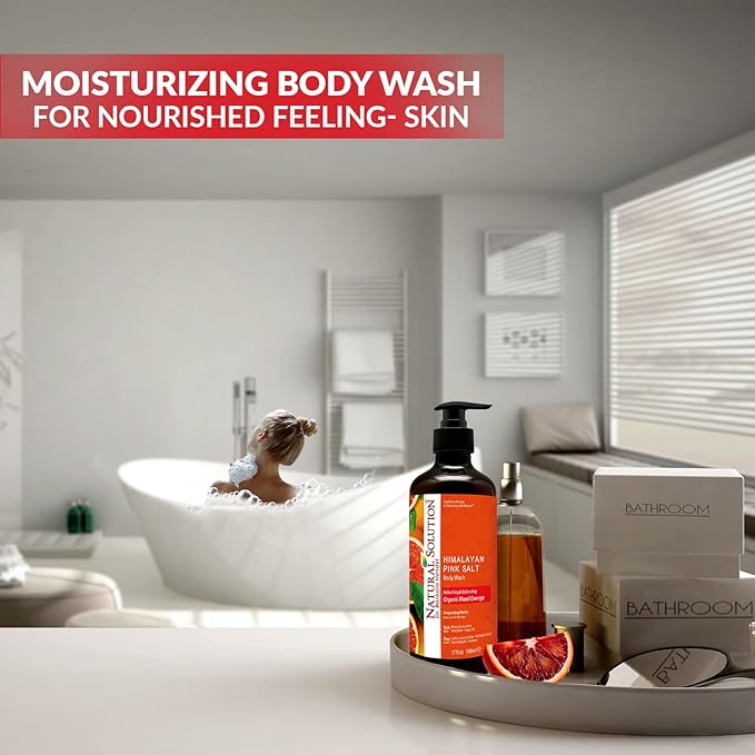 Natural Solution Body Wash, Formulated with Organic Blood Orange Extracts with Himalayan Pink Salt, Revitalizes & Refreshing Your Skin, 17 fl oz/Each – Pack of 3