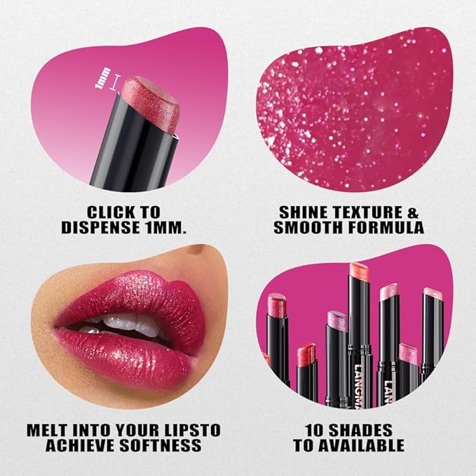 Jolilab 10 Colors Shimmer Lipstick Set, Fine Subtle Glitter, Long-Wearing & Moisturizing, Assorted Daily Wear Shades, Great Gift for Makeup Lovers（Shiny SetA