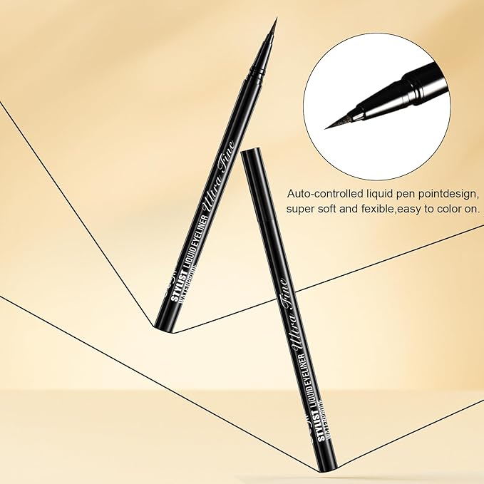 Stylish Ultra-precise Waterproof Liquid Eyeliner - Long Lasting & Smudgeproof Eye Liner with Ultra Fine Felt Tip, Ophthalmologist-Tested, Vegan- Dark Brown(Pack of 3)