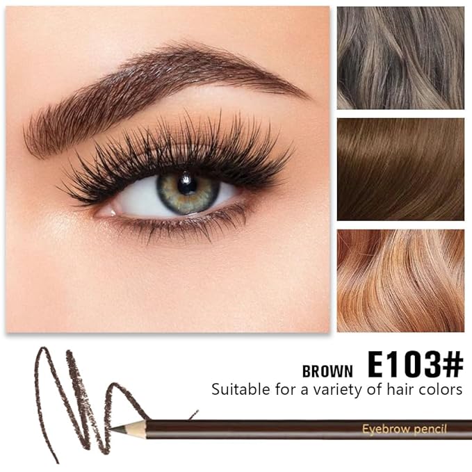 6Pcs Brown Eyebrow Pencils for Women,Wooden Hard-Core Eyebrow Eyeliner Pencil,Sharpener Included,Long Lasting Waterproof Sweat-proof Create a Natural Eye Brow Makeup,Beginner Brow Pencil,Cruelty-Free