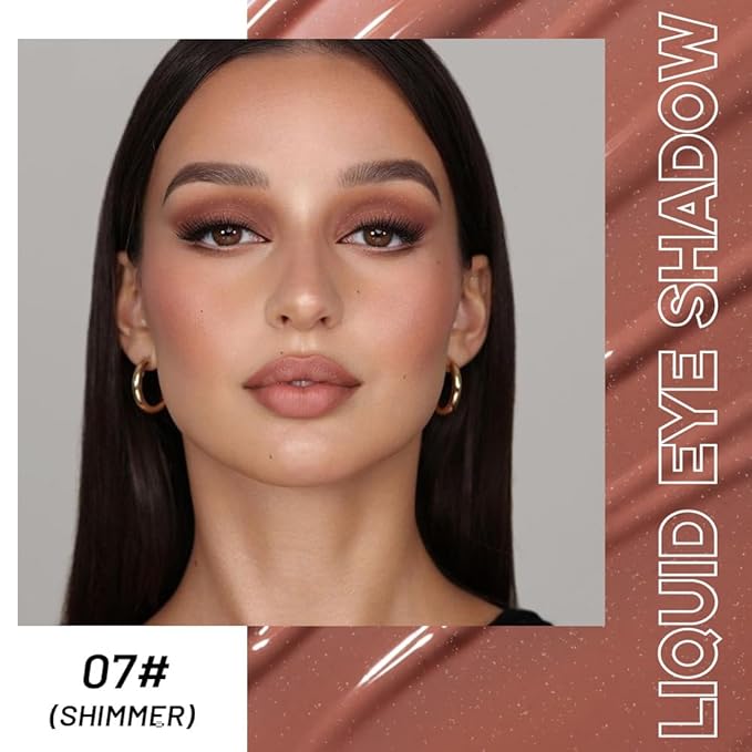 Warm Apricot Shimmer Liquid Metallic Eyeshadow, Longwear Eye Makeup For Older Women, Buildable Highly Pigmented & Blendable Eye Shadow Cream in Shimmer Finishes, Vegan & Cruelty-Free,(07#Warm Apricot)