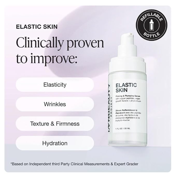 INNBEAUTY Project Elastic Skin Firming & Plumping Growth Factor Serum with Copper Peptides, 1 OZ (30ml)