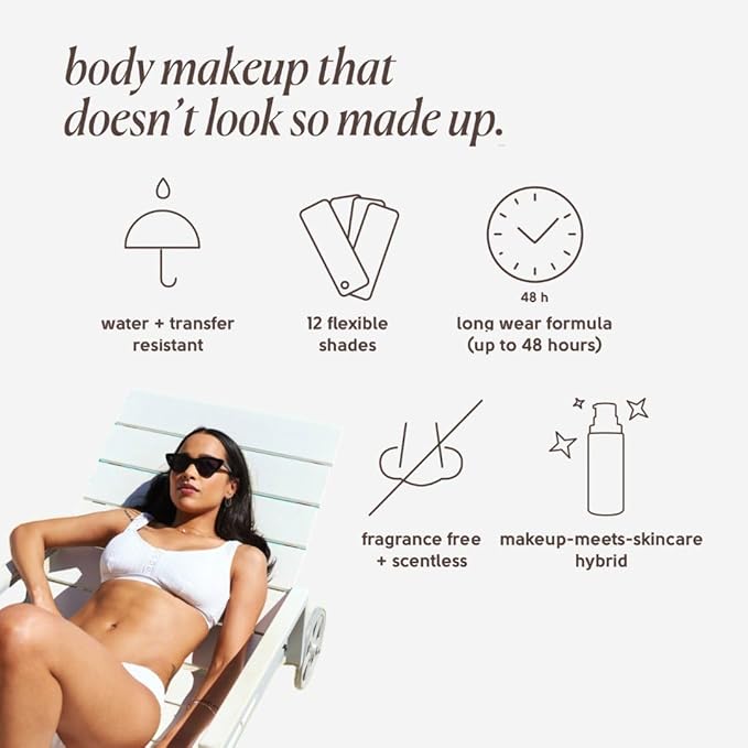 Tinge Body Makeup, Water & Transfer Resistant, Medium Coverage Cream, Lasts Up to 48 Hours, For All Skin Types, Fragrance Free, Vegan, American Made, 3.38 Fl Oz. - Medium Neutral