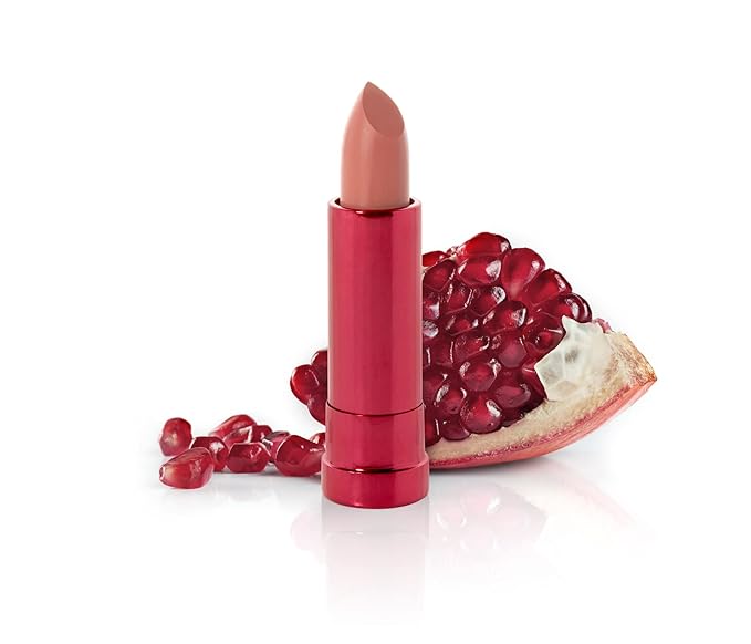 100% PURE Pomegranate Oil Anti-Aging Lipstick Long Lasting, Vibrant Makeup - Moisturizing Cocoa Butter Satin Finish - Vegan Fruit Pigmented Bee Balm Color (Warm Deep Peachy Pink) - 0.15 oz