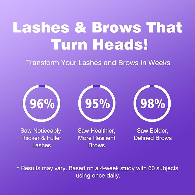 2-in-1 Lash and Brow Growth Serum, Dual-Ended Design 5 mL + 5 mL, Biotin and Peptides, Gentle Enhancing Formula that Promotes Thicker, Longer Lashes & Fuller Brows, Vegan and Cruelty-Free, 10 mL