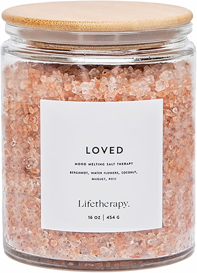 Lifetherapy Himalayan & Dead Sea Salt Soak – Loved | Clean, Skin-Loving Formula | Vegan & Gluten Free Hydrating | Nourishing Vitamins | Bath Salts | Free of Parabens, Sulfates & Phthalates 16oz