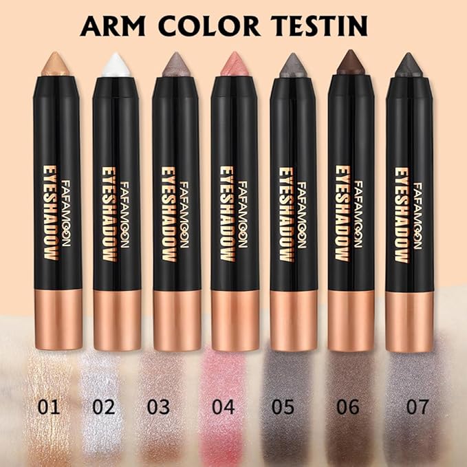 2Pcs Monochrome Cream Shimmer Glitter Eyeshadow Pencil Stick for Women, Eye Shadow Eyeliner Pencil Sticks Makeup, sombras para ojos, Waterproof, Vegan & Cruelty-Free, (02+06, 2Pcs)