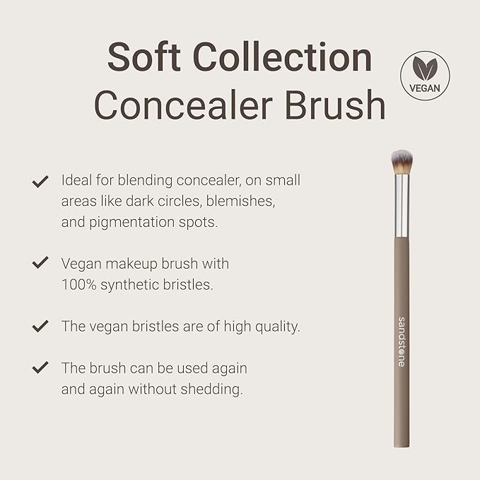 Sandstone Scandinavia Concealer Brush – Precision Makeup Brush for Seamless Concealer Application – Ultra-Soft Vegan Bristles – Cruelty-Free