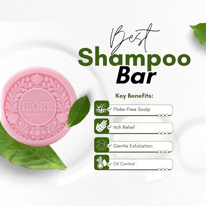 BIORR Anti-Dandruff Shampoo Bar – Neem & Tea Tree for Itchy Scalp – Natural, Sulfate-Free, Vegan, Plastic-Free – Floral-Woody Scent – All Hair Types