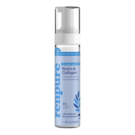 Renpure Biotin & Collagen Thickening Volume Lifting Mousse – Lightweight, Non-Sticky Foam for Fuller, Thicker-Looking Hair – Volume Up to 48HR – Plant-Based, Vegan Formula – 8 Fl Oz