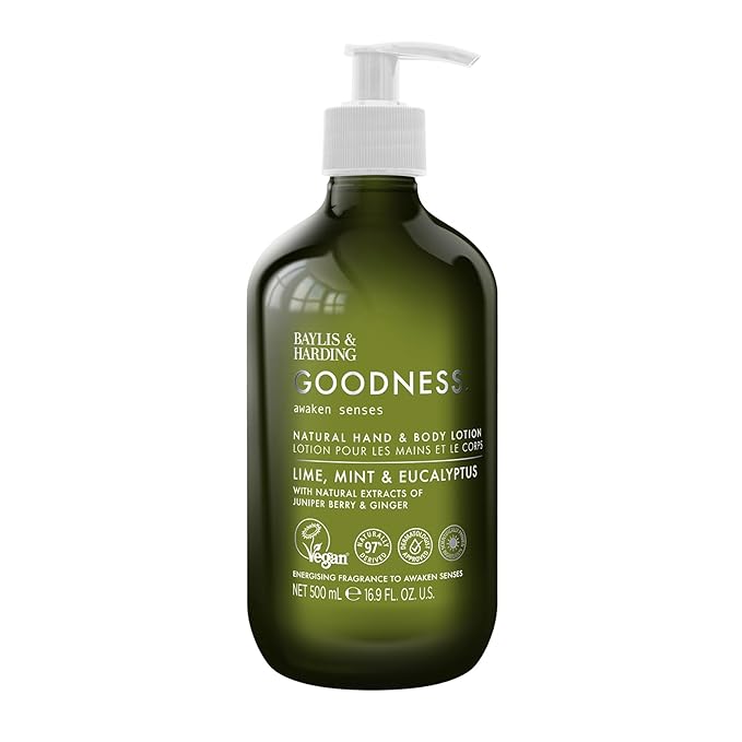 Baylis & Harding Goodness Awaken Lime, Mint & Eucalyptus Hand & Body Lotion, 500 ml (Pack of 3) - Vegan Friendly