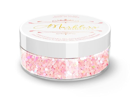 MARBLERS Mermaid Shaped Face & Body Glitter [Light Pink] 0.18oz (5g) | Chunky | Chopped | Flake | Non-Toxic | Vegan | Cruelty-Free | Festival, Rave & Party Makeup | Eye, Hair, Nail Polish, Eyeshadow