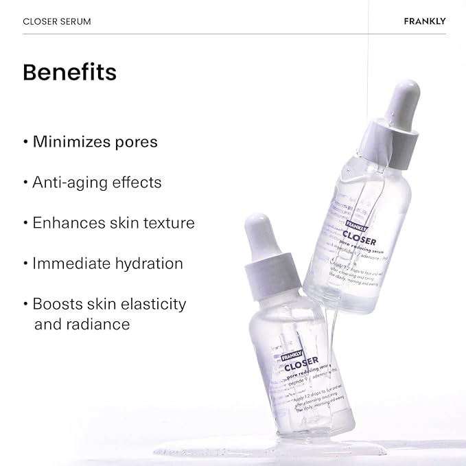 FRANKLY Closer Serum Mega Jumbo | Pore Minimizer Serum | 9 Peptides, Vegan Collagen, Adenosine, PHA | Korean Pore Minimizer for Glass Skin, Anti-Aging, Hydration, Elasticity | 3.38 fl oz
