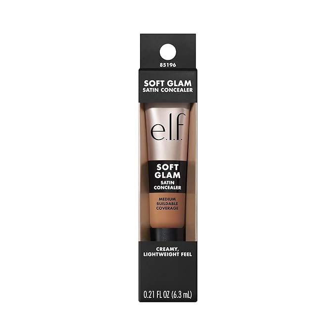 e.l.f. Soft Glam Satin Concealer, Medium Coverage For Blemishes & Under-Eye, Crease-Resistant, Long Lasting, Vegan & Cruelty-Free, 43 Tan Cool