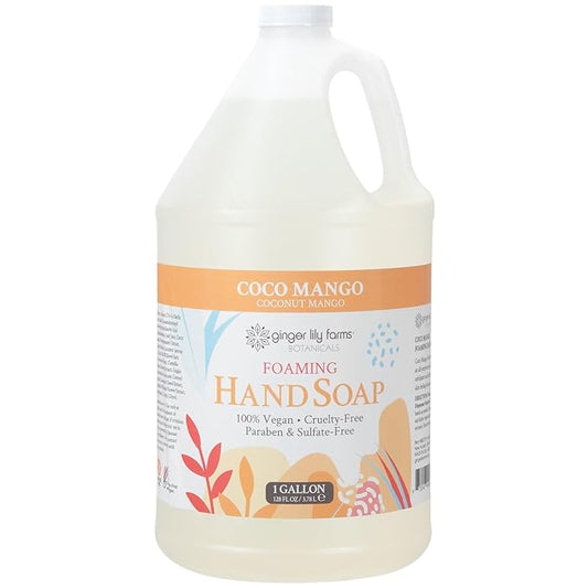 Ginger Lily Farms Botanicals All-Purpose Foaming Hand Soap Refill, Coco Mango, 100% Vegan & Cruelty-Free, Coconut Mango Scent, 1 Gallon (128 fl oz)