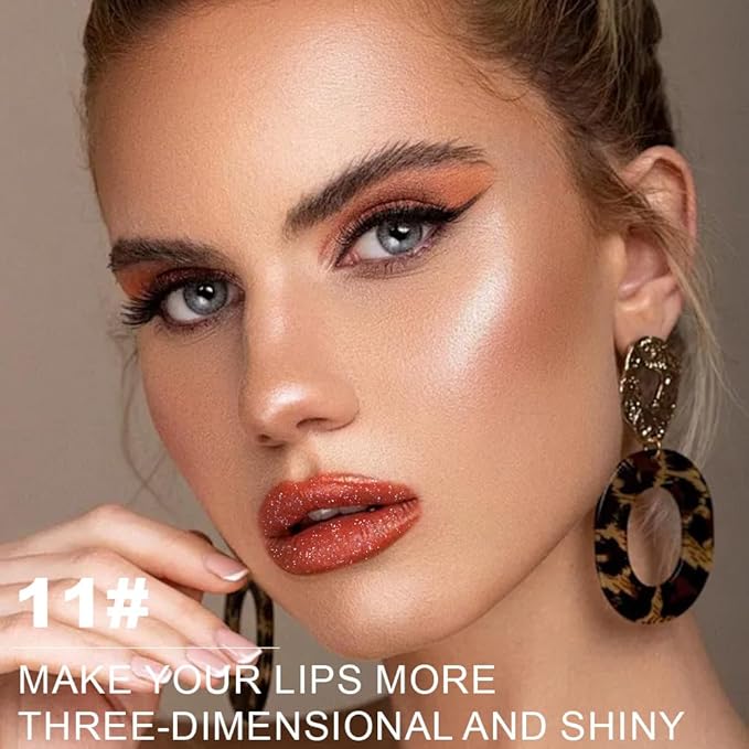 Kaely Glitter Metallic Lipstick Makeup, Shimmer Metallic Lipsticks for Women, High Pigmented Lip Gloss Long Lasting Waterproof Smudge Proof, Vegan & Cruelty-Free, 11