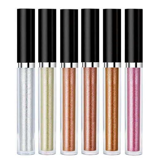 SUAKE Liquid Sparkling Glitter Eyeshadow Stick Pack - High Pigment Shimmer Metallic Eye Shadow, Long-Lasting, White Blue Black Gold Purple Bold Colors,Quicking-Dry (1#-6#, Pack of 6)