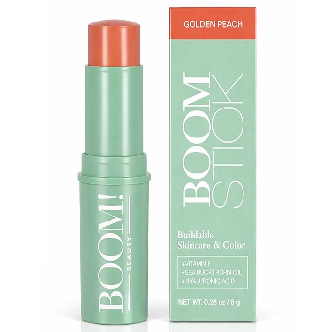 Boomstick Golden Peach ™ - Warm, Coral-Peach Blush Stick and Lipstick - Multistick, Vegan, Makeup for Older Women and Mature Skin Boom Stick By Cindy Joseph
