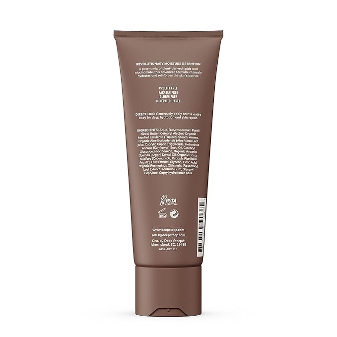 Deep Steep Body Lotion, Vanilla Coconut, 8 oz – Moisturizer with Coconut Oil, Shea Butter, Argan Oil, Aloe Vera & Niacinamide – Vegan, Clean Beauty, Daily Skin Hydration