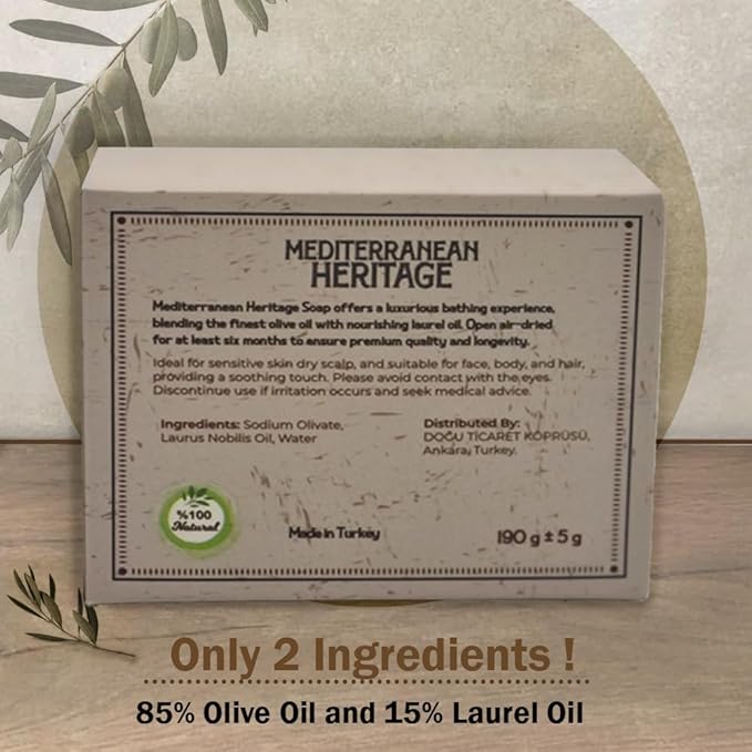 Aleppo Soap Bar – 100% Natural Olive & Laurel Oil for Sensitive Skin, Hair, Face & Body – Handmade, Vegan, Chemical-Free