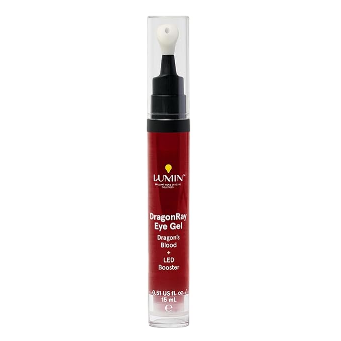 Lumin DragonRay Eye Gel, Under Eye Serum for Red Light Therapy, Peptides, Hyaluronic Acid & Caffeine Cream, Reduces Dark Circles & Puffiness, Compatible w Luminator Eye Mask, Vegan, 0.51oz (15ml)