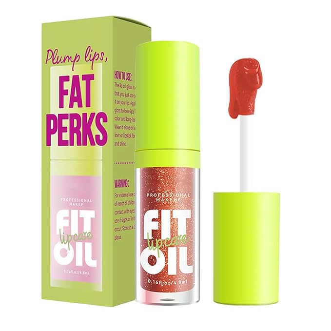 8 Colors Big Brush Head Lip Oil, Smooth Glossy Lip Glow Oil, Ultra-Hydrating & Nourishing, Long Lasting Fresh Transparent Tinted Plumping Lip Oil, Non-Sticky Formula (#06)