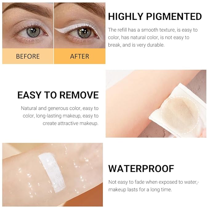 12PCS White Waterproof Inner Eyeliner, Eyebrow Pencil for Women– Multi-Use Cream Pen with Sharpener for Liner, Shadow,Matte Quick Dry Eye Pencils, Smudge Proof, Delineador de ojos