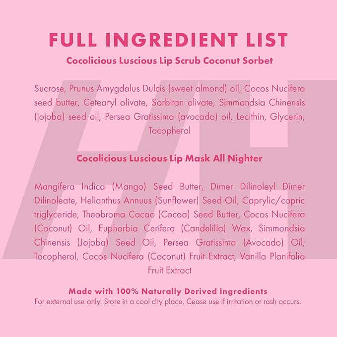 100% Natural Lip Scrub Vegan Conditioning Coconut Lip Exfoliator Gentle Exfoliant Sugar Lip Polish and Lip Exfoliator Scrubber for Chapped and Dry Lips (Lip Scrub and Mask Gift Set)