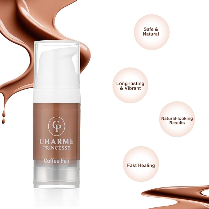 Charme Princesse Pigment Permanent Ink Micropigment Cosmetic Pigment Eyebrow Eyeliner Lips Cosmetic Coffee Fan Color Pigment Hand Extruded Pigment 10ml PI603-10-010-US