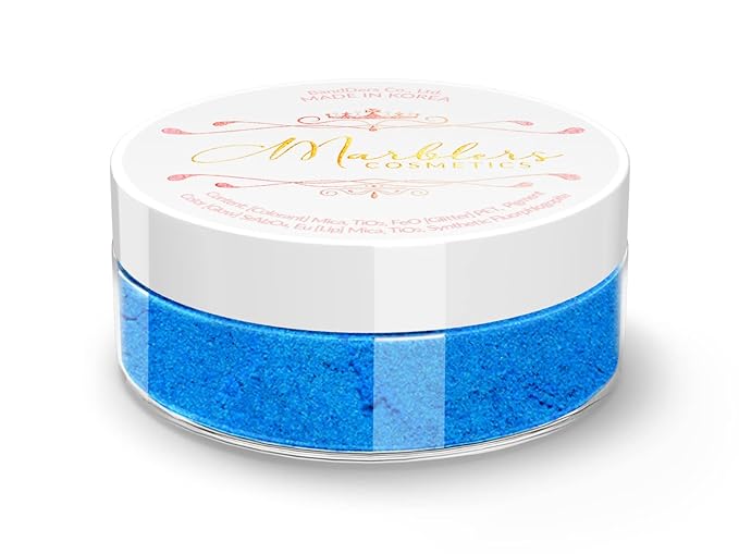 MARBLERS Fine Synthetic Mica Powder [Wonder Blue] 0.11oz (3g) | Highly Pigmented | Non-Toxic, Vegan, Cruelty-Free | Lip Gloss, Lipstick, Bath Bomb, Nail Polish, Nail Art | Party, Body, Face Makeup