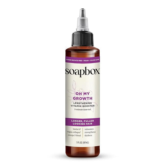 Soapbox Oh My Growth, Lengthening Vitamin Booster Treatment for All Hair Types with Biotin, Vegan Collagen & Vitamins A & C, Paraben & Cruelty Free, For Thicker, Fuller Hair for Men & Women (5 oz)