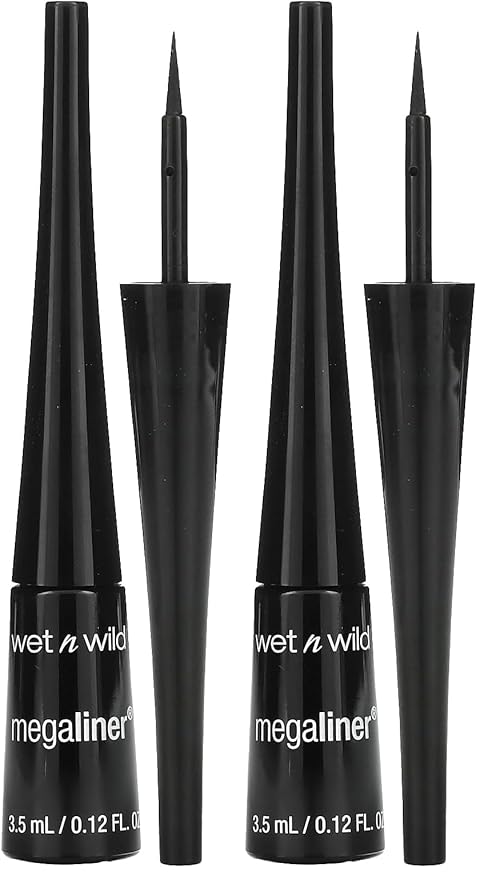 wet n wild MegaLiner Liquid Eyeliner - Black (packaging) (Pack of 2)