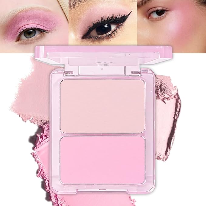 2 Colors Light Nude Beige Pink Eye Shadow Powder Palette Makeup for Women,Neutral Matte Naked Eyeshadow Palette for Old Women Long Lasting Naturing-Looking,Vegan