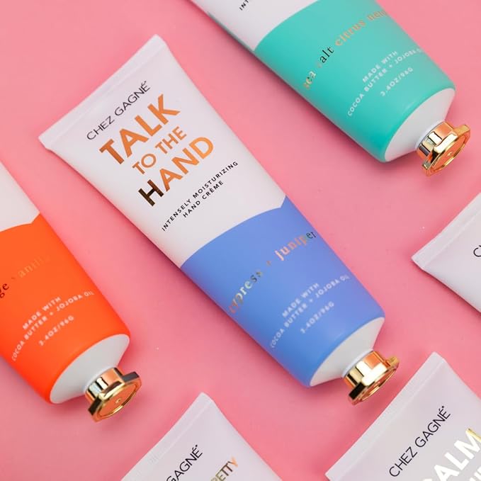 Vegan Hand Cream for Dry Hands - Talk To The Hand - Cypress and Juniper 3.4oz Non-Greasy Moisturizing Hand Lotion - Made in California - Paraben, Sulfate & Phthalate Free - Funny Unisex Gift