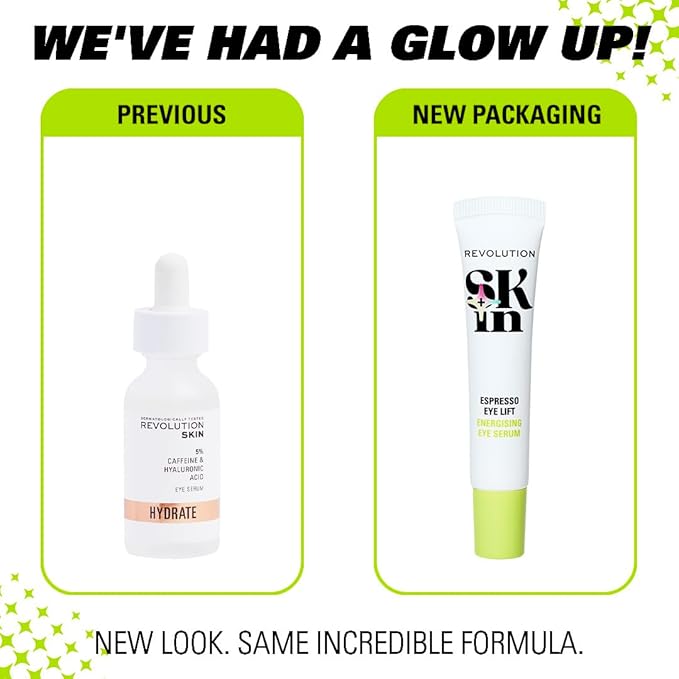 Revolution Skin, Espresso Eye Lift 5% Caffeine Energizing Eye Serum, Helps Dark Circles & Puffiness with Hyaluronic Acid & Caffeine, Vegan & Cruelty-Free, 0.5 fl oz