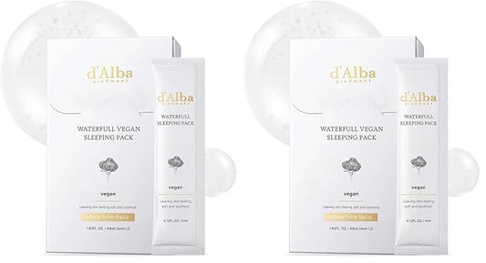 d'alba Piedmont Italian White Truffle Waterfull Vegan Sleeping Pack, Non Wash-off Overnight Face Mask, Portable Gel-type for moisture retention, Safe for sensitive skin, Korean Skin Care (Pack of 2)
