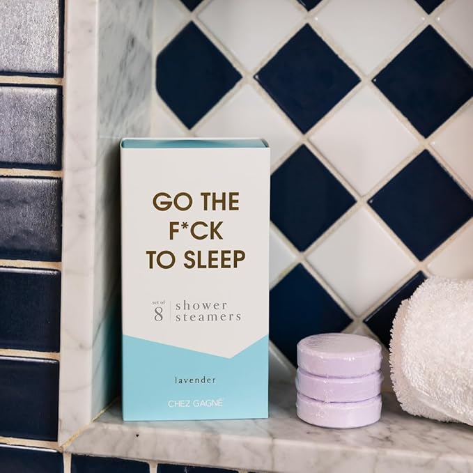 Aromatherapy Shower Steamers Set of 8 - Spa Self Care Gift - Vegan, Cruelty Free - Paraben, Sulfate & Phthalate Free - Bath Bomb Alternative, Gift Set (Go The F*ck to Sleep - Lavendar)