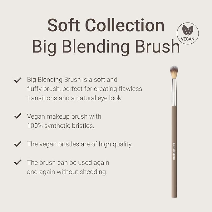 Sandstone Scandinavia Eyeshadow Blending Brush – Soft, Fluffy Makeup Brush for Seamless Color Blending – Vegan & Cruelty-Free