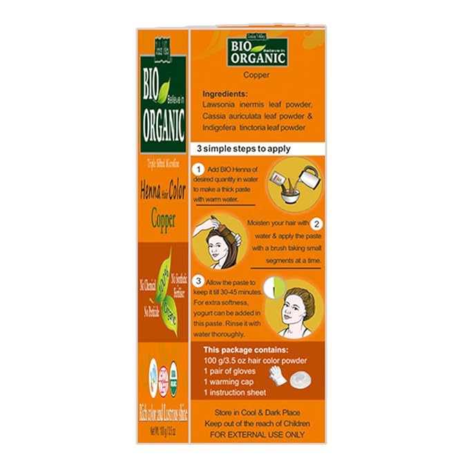 Indus Valley Bio Organic Natural Henna Powder For Hair Dye Copper Brown- 3.5 oz