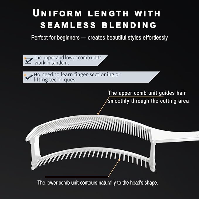 NebulaBloom Professional Hair Cutting comb, Fading Comb, Dual-Layer Fast and Convenient Trimming, Interchangeable Left/Right-hand Self Haircut comb Kit, hair Styling DIY Haircuts, groom tool