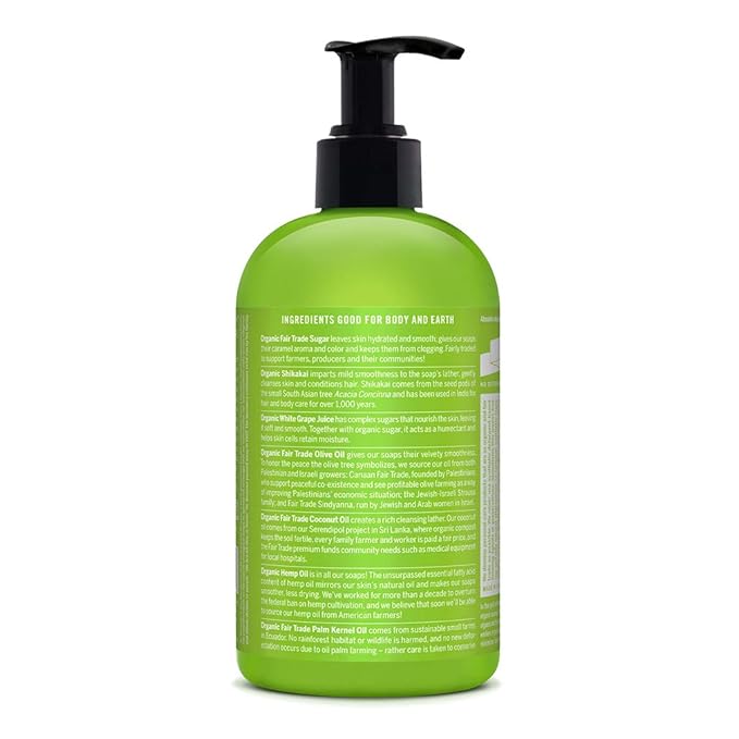Dr. Bronner's - Organic Sugar Soap (Lemongrass, 12 Ounce) - Made with Organic Oils, Sugar and Shikakai Powder, 4-in-1 Use: Hands, Body, Face and Hair, Cleanses, Moisturizes and Nourishes, Vegan