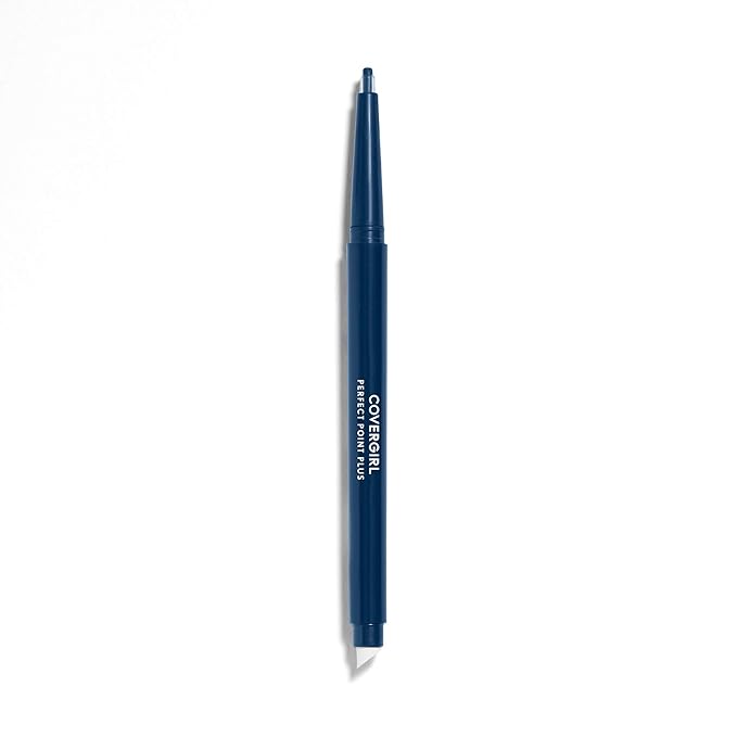 CoverGirl Perfect Point Plus Eyeliner Pencil, Midnight Blue, Long-Lasting, Versatile Navy, Soft Smudging Tip, No Sharpening Needed, Pack of 1