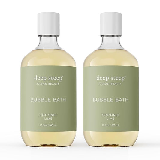 Deep Steep Bubble Bath, Coconut Lime 17 oz (Pack of 2) – Hypoallergenic, Clinically Tested Soothing Soak with Shea Butter & Argan Oil – Sulfate-Free