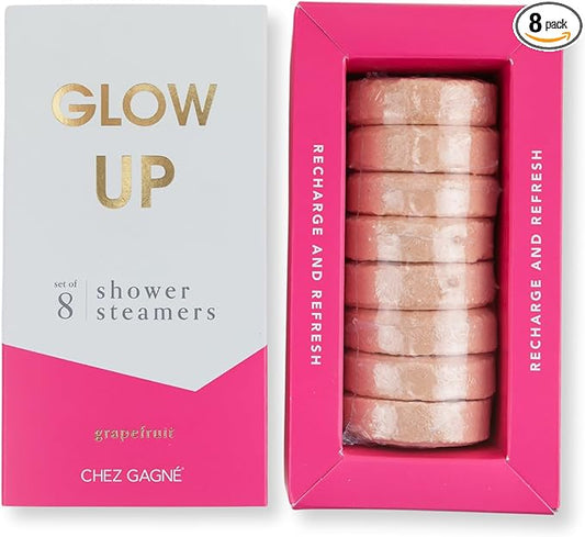 Aromatherapy Shower Steamers - Glow Up - Grapefruit, Set of 8 - Vegan, Cruelty-Free, Made in USA - Paraben, Sulfate & Phthalate-Free - Gift for Her: Birthday, Self Care, Girlfriend Gifts
