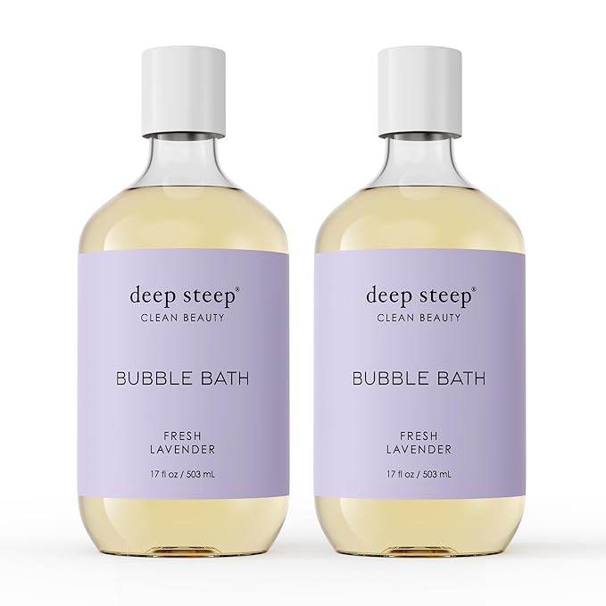 Deep Steep Bubble Bath, Fresh Lavender 17 oz (Pack of 2) – Hypoallergenic, Clinically Tested Soothing Soak with Shea Butter & Argan Oil – Sulfate-Free