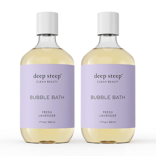 Deep Steep Bubble Bath, Fresh Lavender 17 oz (Pack of 2) – Hypoallergenic, Clinically Tested Soothing Soak with Shea Butter & Argan Oil – Sulfate-Free