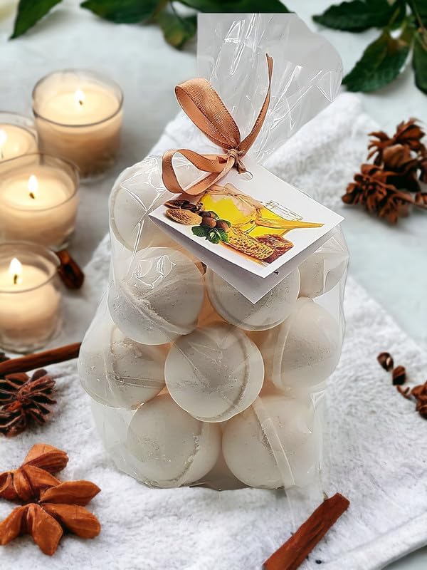 Bath Bombs 14 Set 1 oz/ea, USA Handmade, Quality Bath Fizzies | Essential Oils Aromatheraphy | Moisturizing Shea & Coco Butter | Natural and Organic, Vegan & Cruelty-Free - Orange Blossom Honey