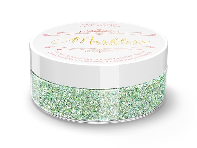 MARBLERS Holographic Face & Body Glitter [Unicorn Green] 0.18oz (5g) | Fine | Non-Toxic | Vegan | Cruelty-Free | Festival, Rave & Party Makeup | Eye, Hair, Nail Polish, Eyeshadow | Nail Art | Gel Nail