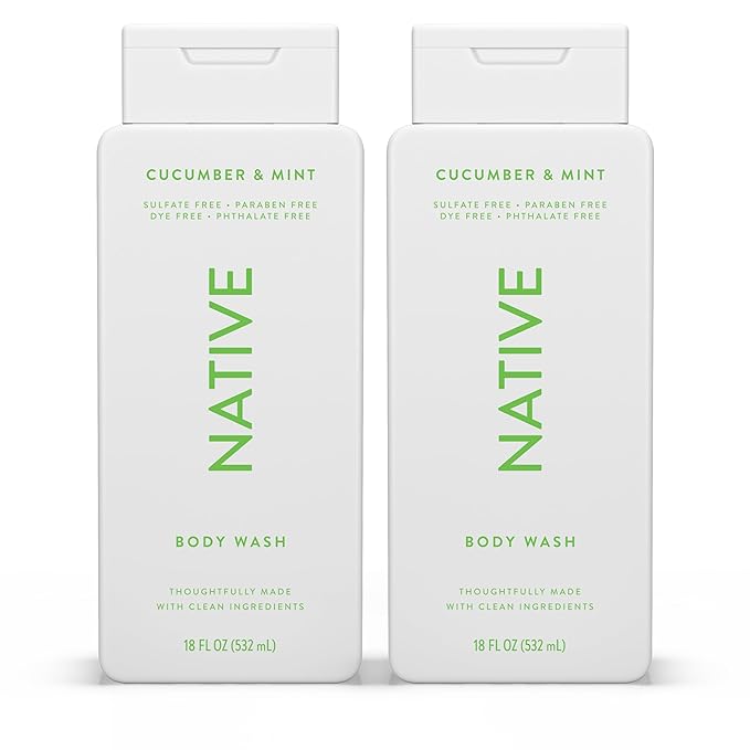 Native Body Wash Contains Naturally Derived Ingredients | For Women & Men, Sulfate, Paraben, & Dye Free Leaving Skin Soft and Hydrated | Cucumber & Mint 18 oz